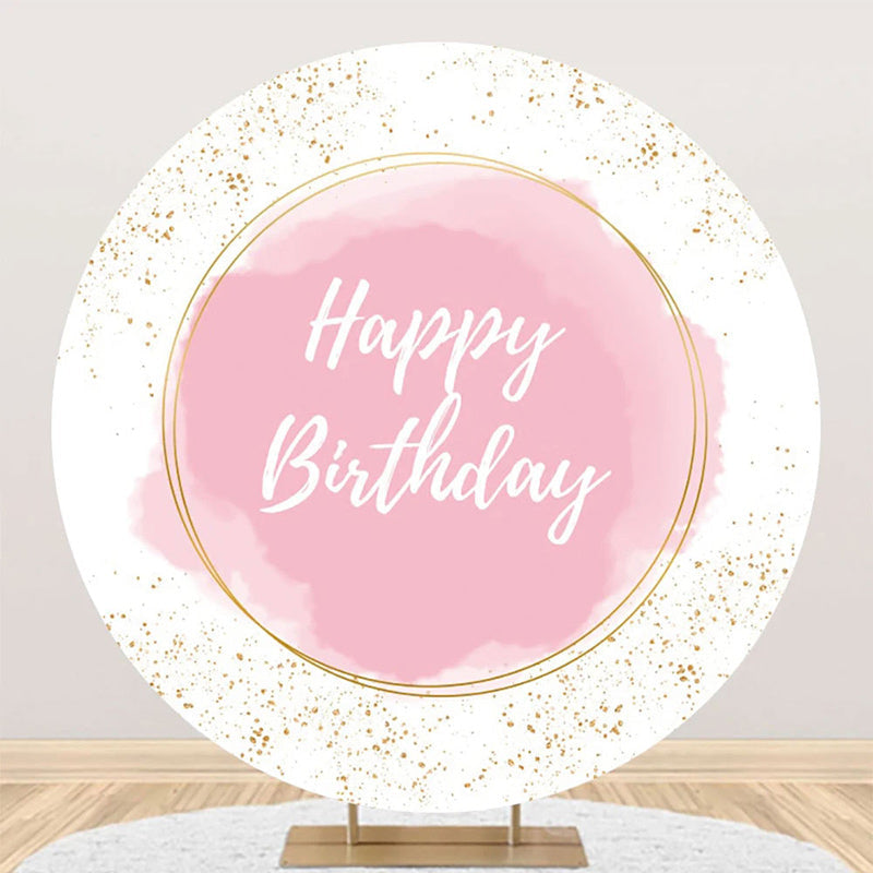 Aperturee - Round Pink Abstract Marble Texture Birthday Backdrop