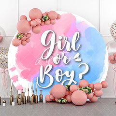 Aperturee - Round Pink Blue Girl Or Boy Gender Reveal Backdrop