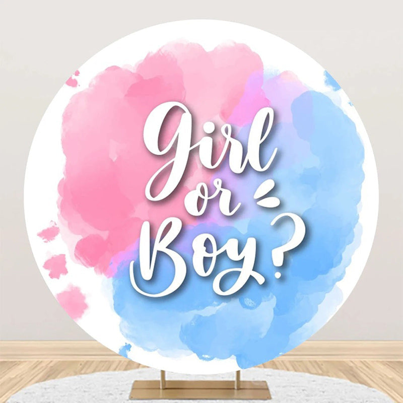 Aperturee - Round Pink Blue Girl Or Boy Gender Reveal Backdrop