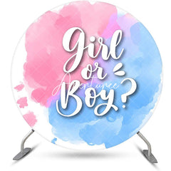 Aperturee - Round Pink Blue Girl Or Boy Gender Reveal Backdrop