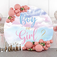 Aperturee - Round Pink Blue Purple Clould Gender Reveal Backdrop