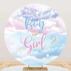 Aperturee - Round Pink Blue Purple Clould Gender Reveal Backdrop