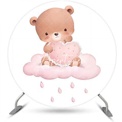 Aperturee - Round Pink Cloud Teddy Bear Baby Shower Backdrop