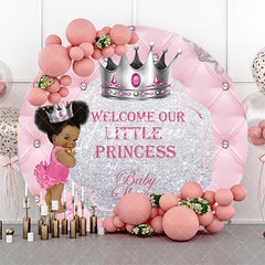 Aperturee - Round Pink Little Princess Backdrop For Baby Shower