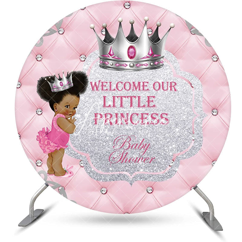 Aperturee - Round Pink Little Princess Backdrop For Baby Shower