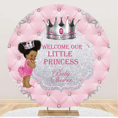 Aperturee - Round Pink Little Princess Backdrop For Baby Shower