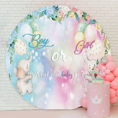 Aperturee - Round Pink Or Blue Elephent Baby Shower Backdrop