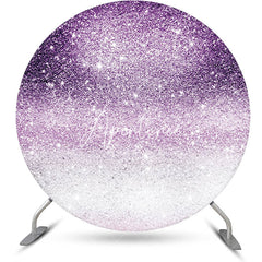 Aperturee - Round Purple Silver Glitter Bokeh Birthday Backdrop