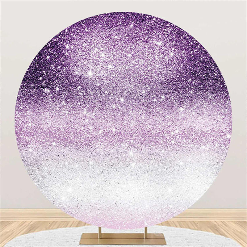 Aperturee - Round Purple Silver Glitter Bokeh Birthday Backdrop