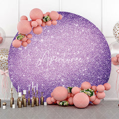 Aperturee - Round Purple Sparkling Birthday Backdrop For Girl