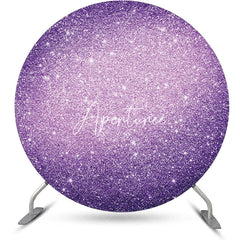 Aperturee - Round Purple Sparkling Birthday Backdrop For Girl