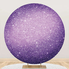 Aperturee - Round Purple Sparkling Birthday Backdrop For Girl