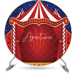 Aperturee - Round Red Blue Night Star Circus Tent Party Backdrop