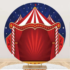 Aperturee - Round Red Blue Night Star Circus Tent Party Backdrop