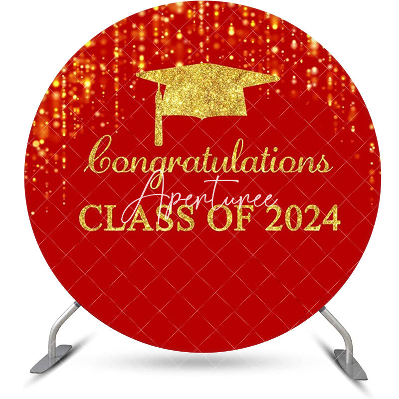 Aperturee - Round Red Gold Class Of 2024 Congrats Grad Backdrop