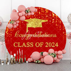 Aperturee - Round Red Gold Class Of 2024 Congrats Grad Backdrop