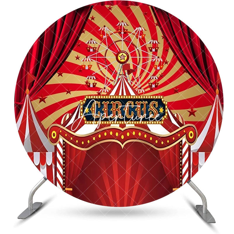 Aperturee - Round Red Gorgeous Circus Tent Backdrop For Party