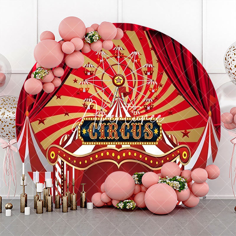 Aperturee - Round Red Gorgeous Circus Tent Backdrop For Party