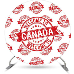 Aperturee - Round Red White Vintage Welcome To Canada Backdrop