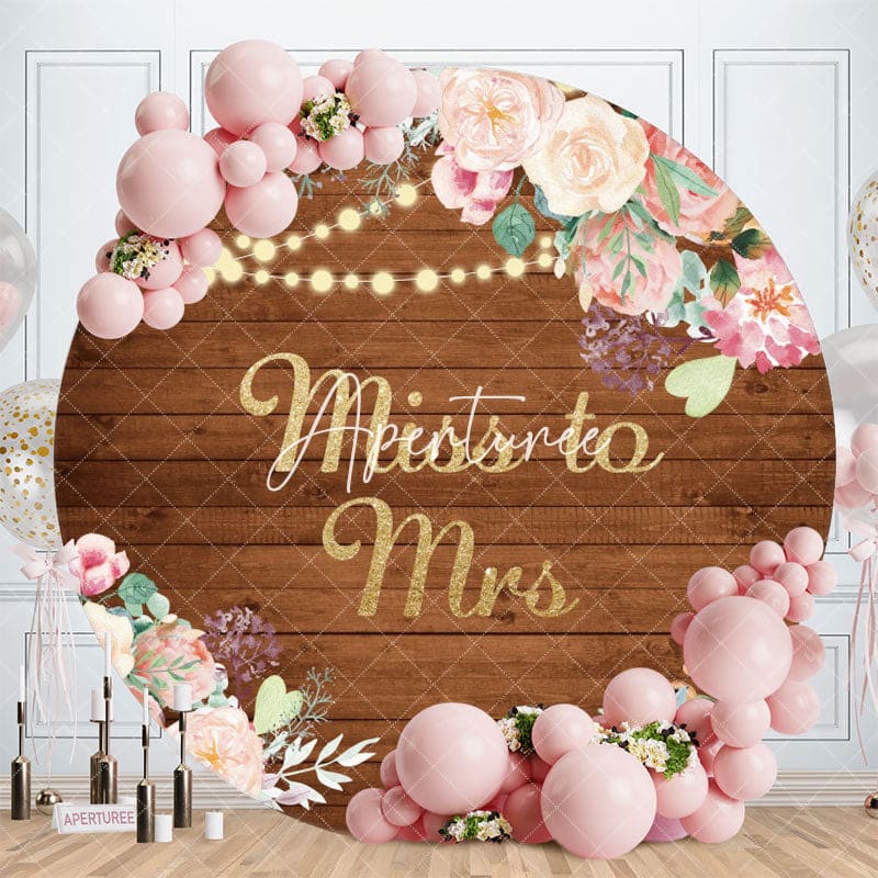 Aperturee - Round Floral Wooden Miss To Mrs Wedding Backdrop