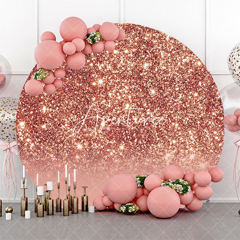 Aperturee - Round Rose Gold Glitter Bokeh Birthday Backdrop