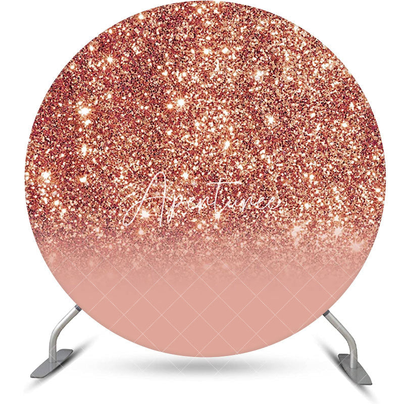 Aperturee - Round Rose Gold Glitter Bokeh Birthday Backdrop