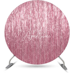 Aperturee - Round Rose Gold Glitter Ribbons Birthday Backdrop