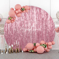 Aperturee - Round Rose Gold Glitter Ribbons Birthday Backdrop