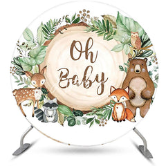 Aperturee - Round Safari Animal Stump Baby Shower Party Backdrop