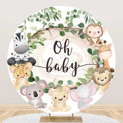 Aperturee - Round Safari Animals Oh Baby Gender Reveal Backdrop