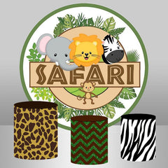 Aperturee Round Safari Green And White Themed Baby Shower Backdrop