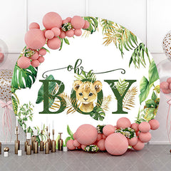 Aperturee - Round Safari Lion Oh Baby Gender Reveal Backdrop