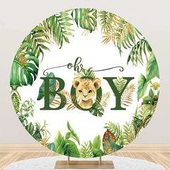 Aperturee - Round Safari Lion Oh Baby Gender Reveal Backdrop