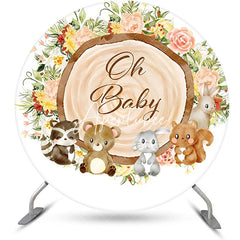 Aperturee - Round Safari Stump Floral Oh Baby Party Backdrop