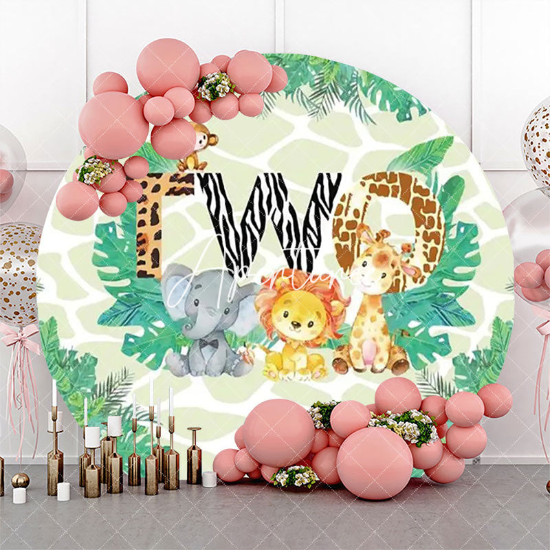 Aperturee - Round Safari Two Wild Animal Birthday Party Backdrop