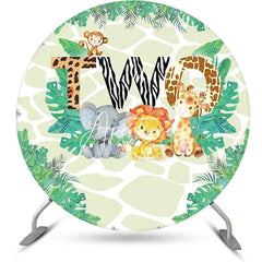 Aperturee - Round Safari Two Wild Animal Birthday Party Backdrop