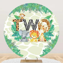 Aperturee - Round Safari Two Wild Animal Birthday Party Backdrop