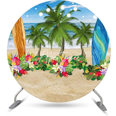 Aperturee - Round Sand Floral Trees Surfboard Summer Backdrop