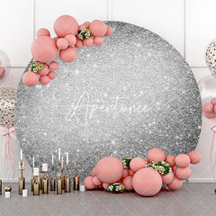 Aperturee - Round Silver Glitter Metal Texture Birthday Backdrop