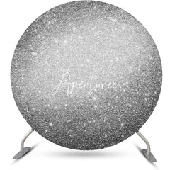 Aperturee - Round Silver Glitter Metal Texture Birthday Backdrop