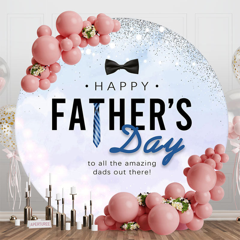 Aperturee - Round Simple Blue Tie Happy Fathers Day Backdrop