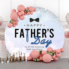 Aperturee - Round Simple Blue Tie Happy Fathers Day Backdrop