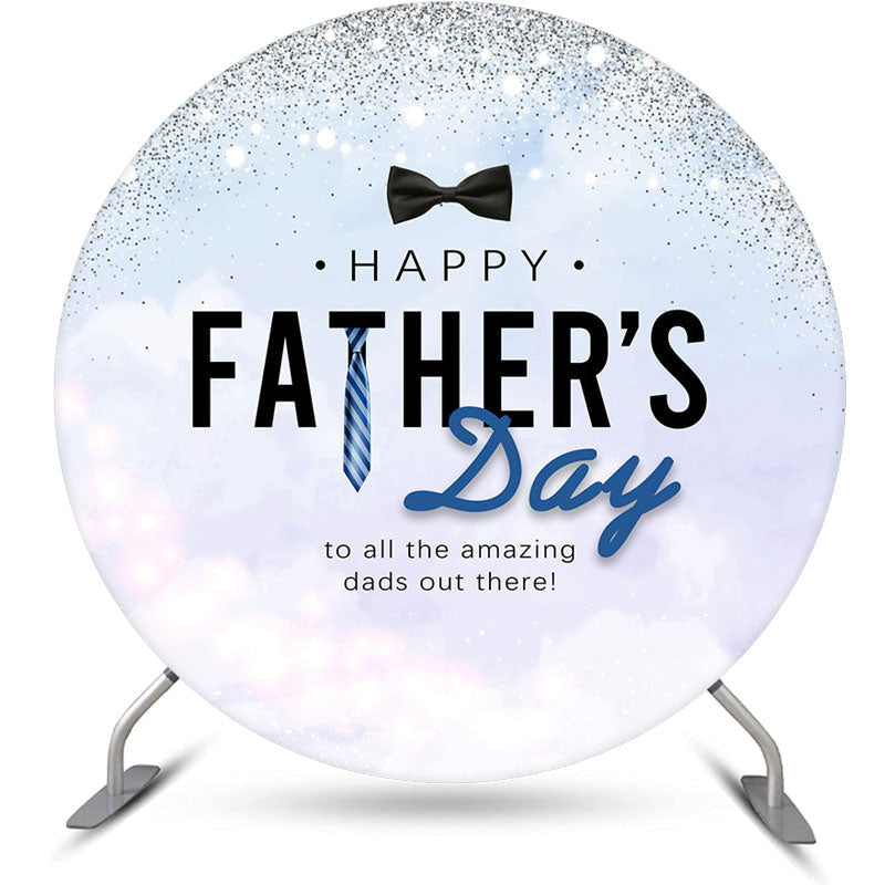 Aperturee - Round Simple Blue Tie Happy Fathers Day Backdrop