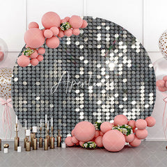 Aperturee - Round Simple Platinum Sequins Bokeh Birthday Backdrop