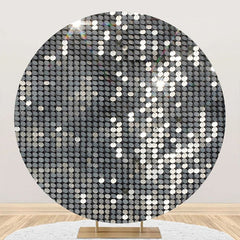 Aperturee - Round Simple Platinum Sequins Bokeh Birthday Backdrop