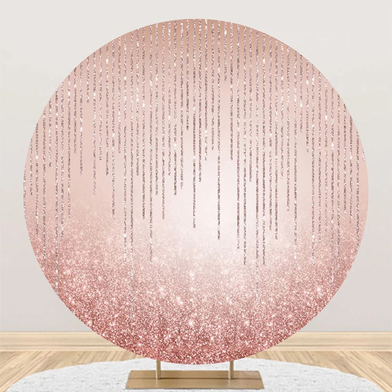 Aperturee - Round Simple Sparkling Rose Gold Birthday Backdrop