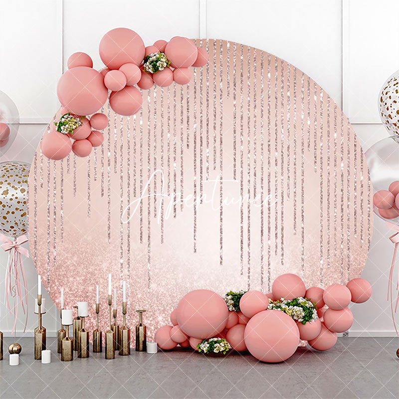 Aperturee - Round Simple Sparkling Rose Gold Birthday Backdrop