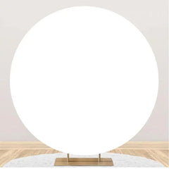 Aperturee - Round Simple White Solid Color Birthday Backdrop