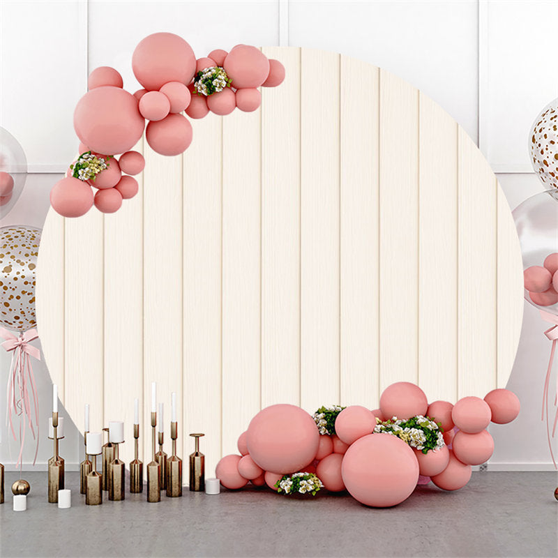 Aperturee - Round Simple White Wooden Birthday Party Backdrop