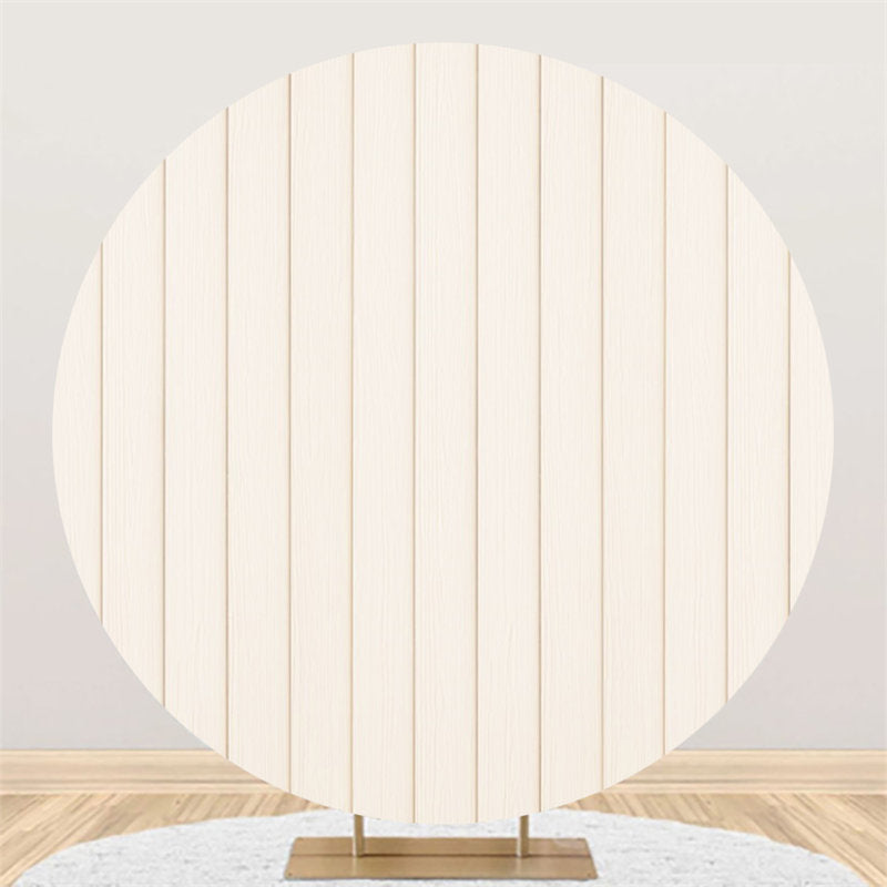 Aperturee - Round Simple White Wooden Birthday Party Backdrop